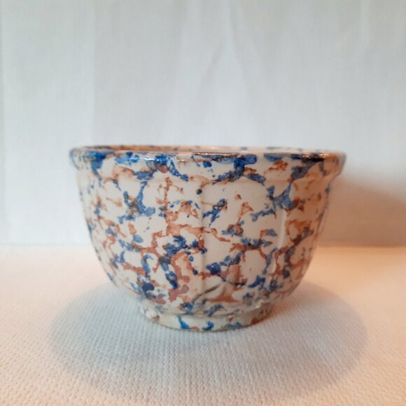 Iconic Spongeware Bowl in Mottled Blue and Brown, 7 1/2" W, 4 1/2" T - Picture 1 of 4